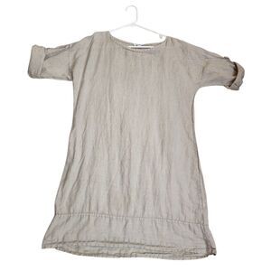Rosemarie Made‎ In Italy Khaki 100% Linen Shift Dress Sz Med